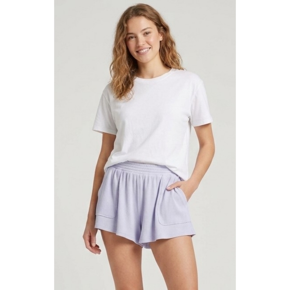 Aero Dwntme Mid Rise Waffle Shorts In Polar Blue Size L